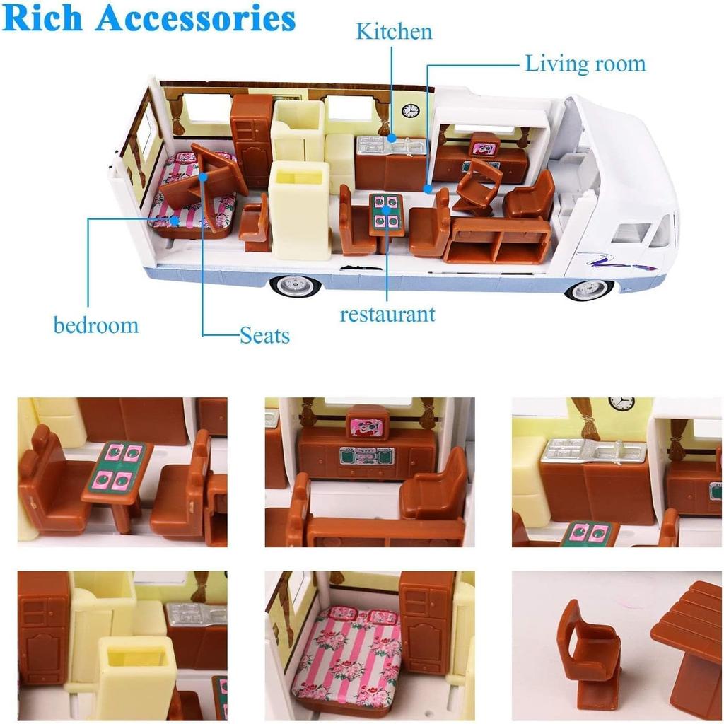 1/32 крутой мини-дом на колесах, игрушечный литой автомобиль для отдыха с откатным механизмом для детей