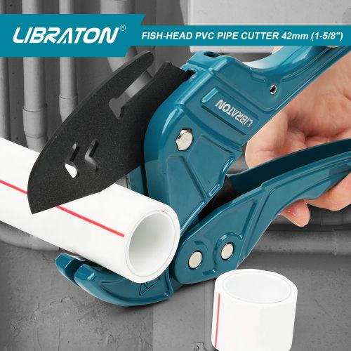 LIBRATON PVC Cutter Set, 42mm Outer Diameter, Ratchet Type, PVC Cutter, 32mm Outer Diameter, Resin Cutter, Deburring Tool, Heavy-Duty Cutting, Pipe Cu