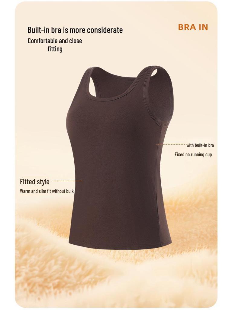 Женская теплая хлопковая майка на осень/зиму с нагрудной вставкой и стильным дизайном спины