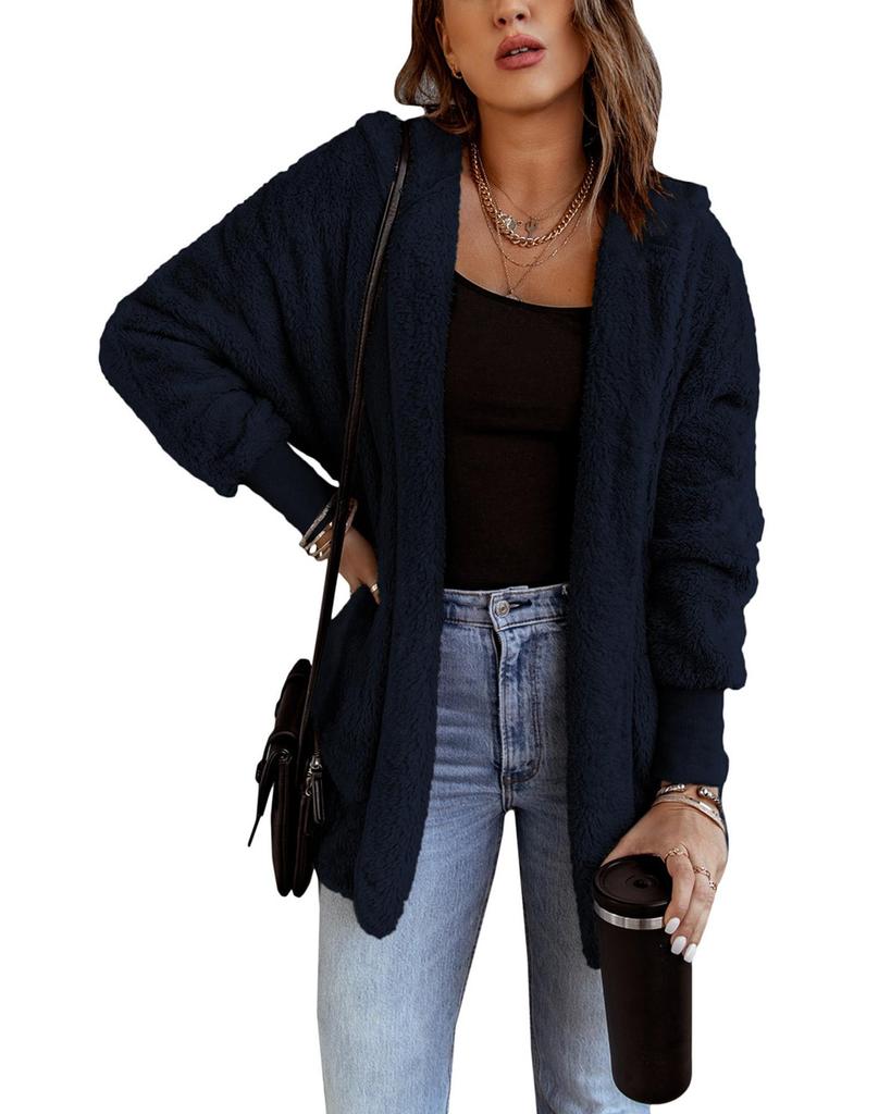 Azura Exchange Пальто с капюшоном и открытым передом