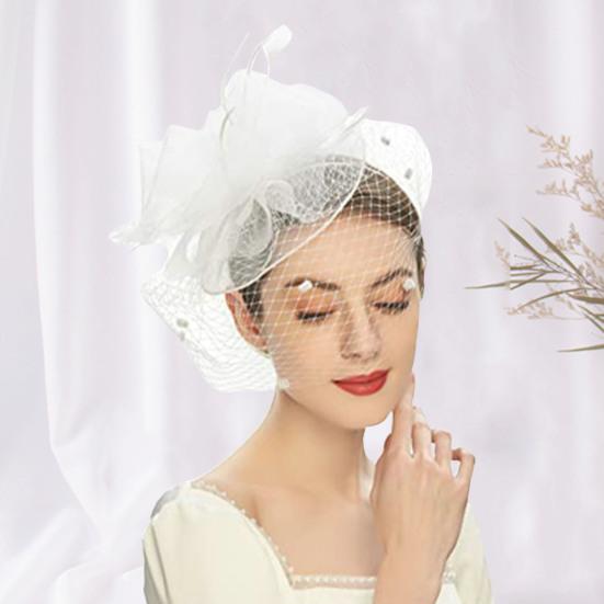 Fascinator Hat Sheer Mesh Large Flower Veil Retro Elegant Photo Prop Hair Accessory Women Wedding Cocktail Tea Party Bridal Cap Party Wear