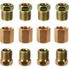 Фитинги для тормозных трубок 1/4 дюйма, 12 штук, латунный ассортимент фитингов для тормозных трубок с резьбой 7/16 дюйма-24 для тормозных трубок 1/4 дюйма (4 муфты, 8 гаек)