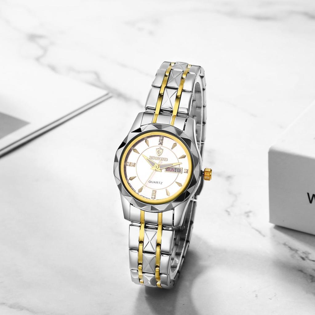 Watch Seiko Analog Copy Watch Women Luminous Date Day of the Week Waterproof Watch Easy To Read Dial Stainless Steel Level Adjustable Silver Ladies