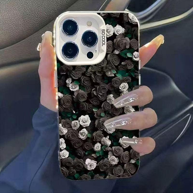 Черно-белая роза Энергичный чехол для телефона для iPhone 17/16/15/14/13 Promax