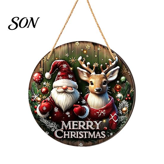 Farmhouse Style Festive Signs Wooden Christmas Hanging Pendant, Snowman/Santa Claus/Gnome Ornament with Indoor Outdoor Xmas Decor Hemp Rope