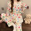 Fashion Colorful Bear Women's Kawaii Pajamas Casual Sweet Cute Cartoon Print Homewear New Spring Cloud Cotton Sleepwear