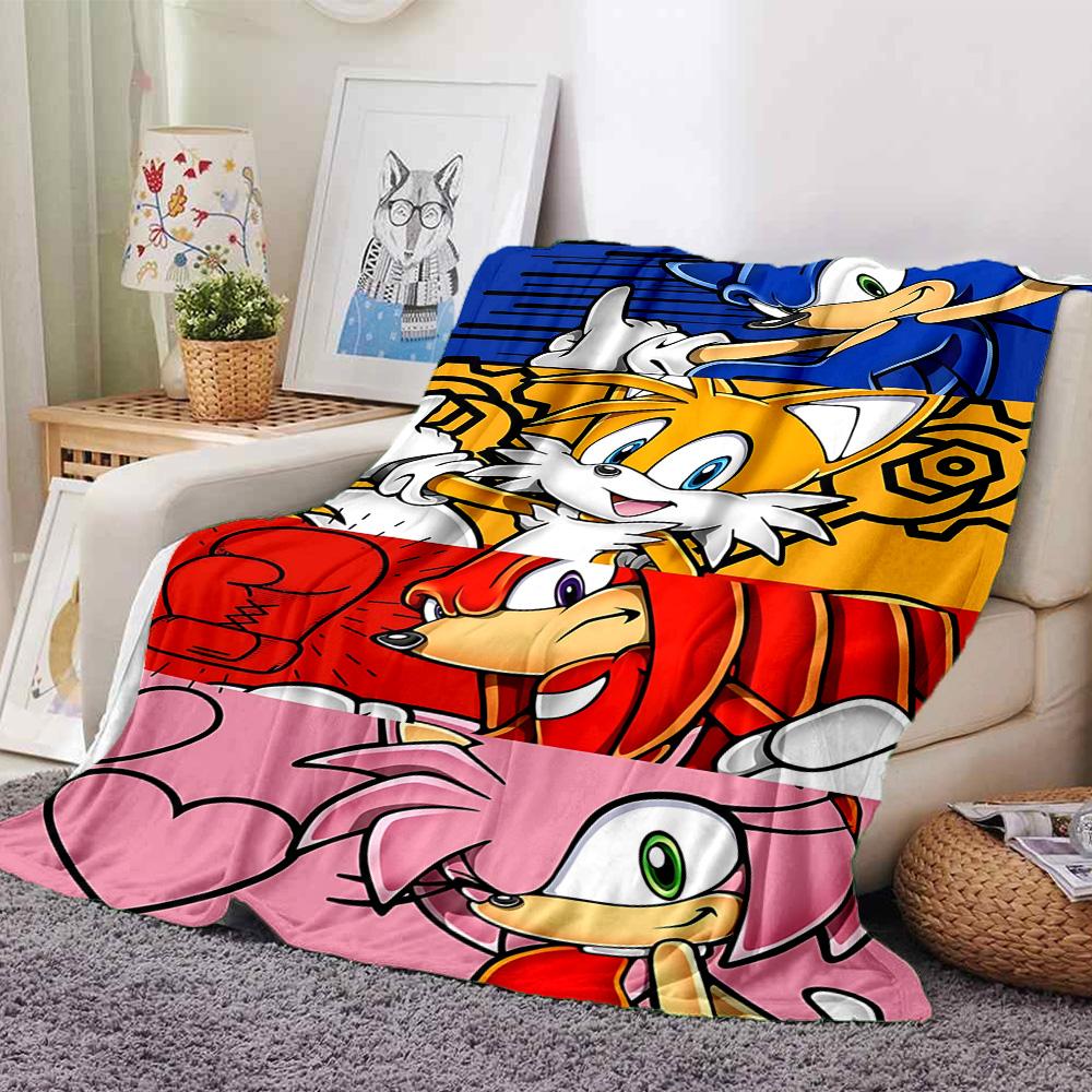 Sonic Friends Adventure Flannel Blanket Super Soft Warm Cozy Blanket For Sofa Bed Office Travel Allseason Home Decor Gift
