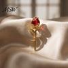 Retro Rose Pin Red Bud Brooch Pin, Rhinestone Floral Lapel Men Metal Women Jewelry Accessories for Suit Dress Coat Scarf Flower