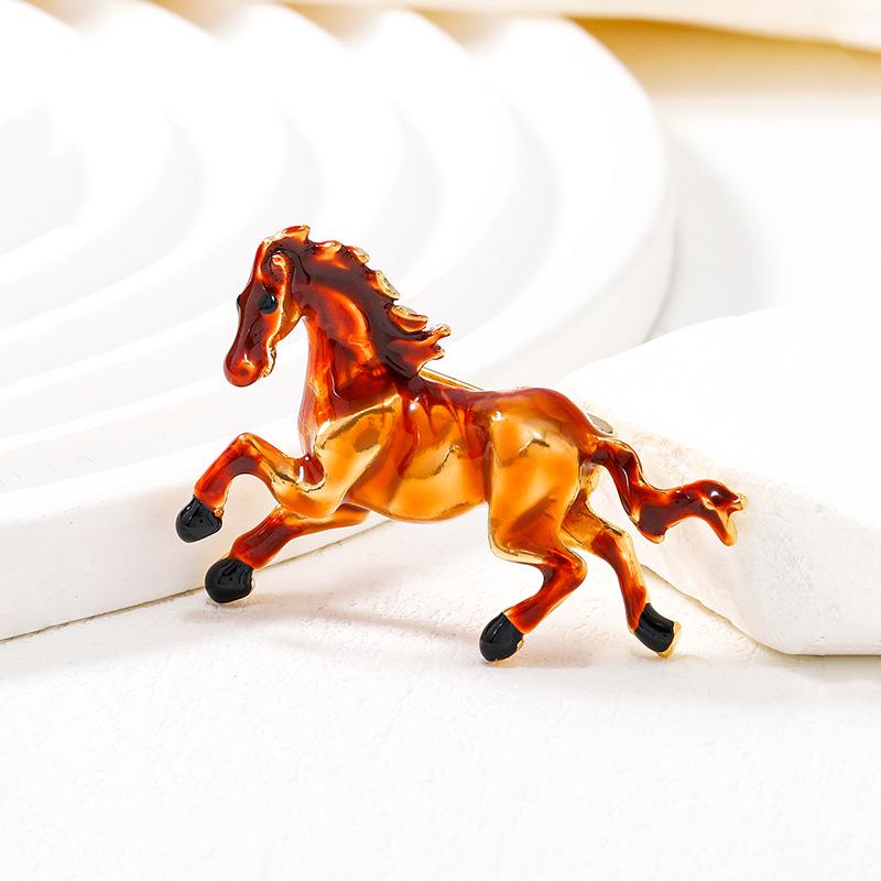 Enamel Galloping Horse Zodiac Brooch - Year of the Horse Jewelry