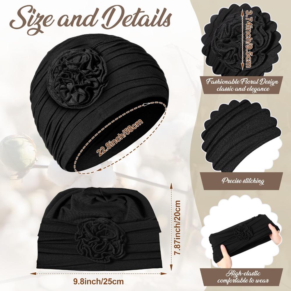 Double Layer Headscarf Hat 3D Flowers Headband Hat Simple Chemo Headwear Hat  For Women