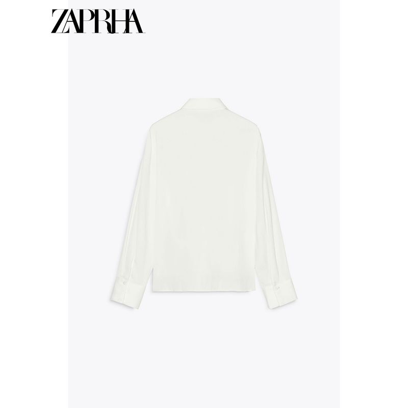 Zaprha 2025 New Arrival Bow Tie Drape Loose Long Sleeves Lapel Casual Shirt Women Easiest for Match Slim Looking 2298057