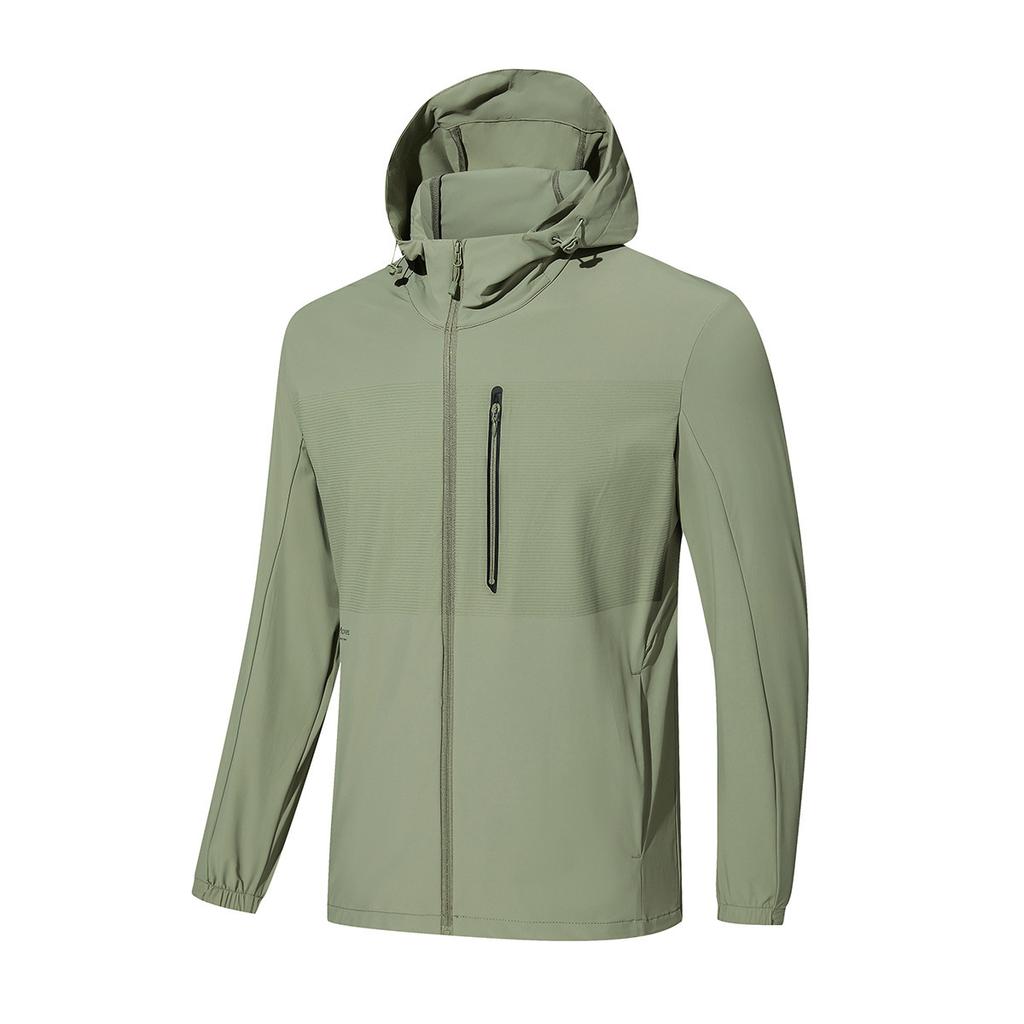 1011 Summer Men's Outdoor Mountaineering UPF10 Sunscreen Clothing Hooded Elastic Breathable Striped Skin Clothing