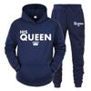 Lover Outfit Her QUEEN or His KING Printed Tracksuits Couple Hoodies Suits Hooded Sweatshirt and Sweatpants Two Piece Set S-4XL
