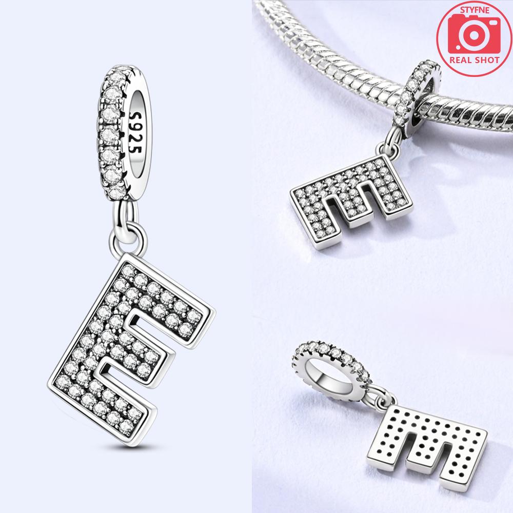 Classical 26 English Letters Original Charms White Zircon Beads Fit Copper Bracelet Accessories Women Diy Fine Gift Jewelry