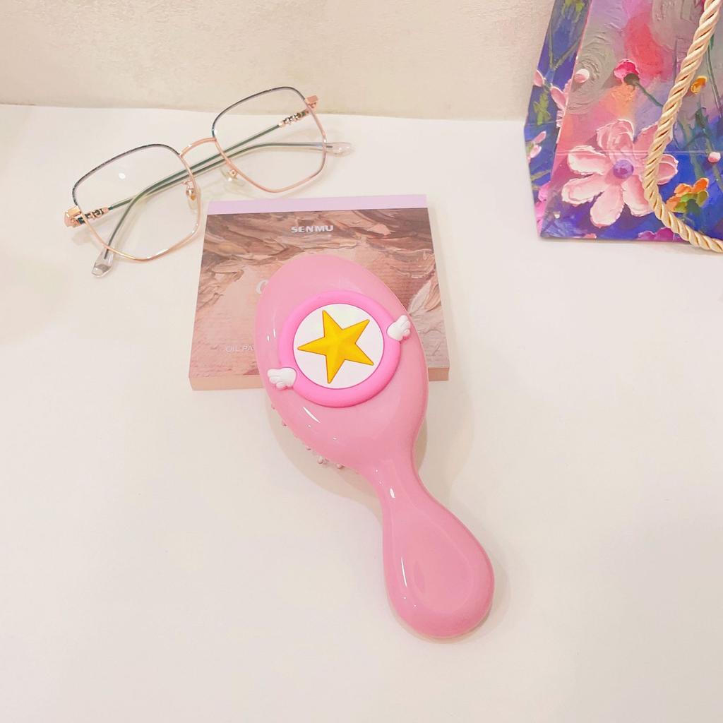 Милая мультяшная расческа с бантом на ручке для массажа кожи головы, переносная пластиковая воздушная подушка, маленькая расческа, щетка для волос с бантом, милая милая расческа