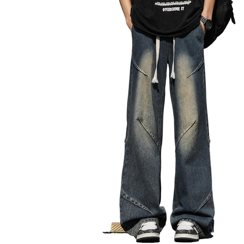 Весна Новый тренд Универсальные джинсы микро-пулл Мужские Американский ретро деним