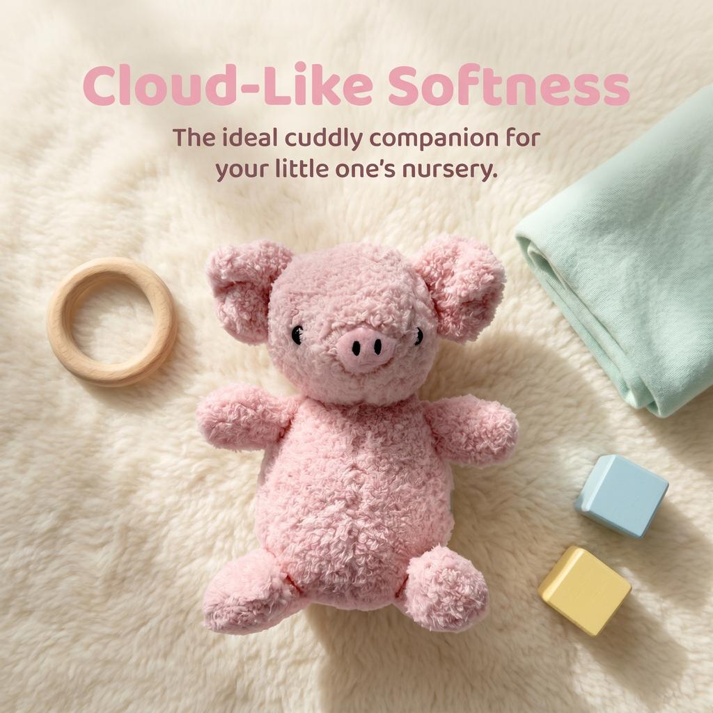 23cm Chubby Pink Pig Plush Doll Skin Friendly Stuffed Toy Cartoon Piggy Ornament Bedside Decor Festival Gifts For Little Girls