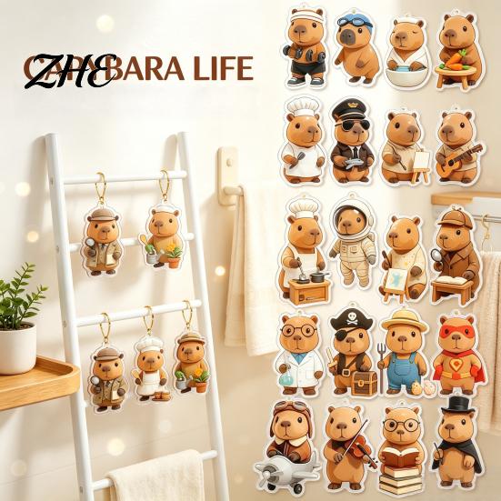 2D Acrylic Pendant Decorations 2026 Christmas Capybara Advent Calendars, 24 Days Countdown with Creative Desk Accessories Cute Hanging Ornaments,