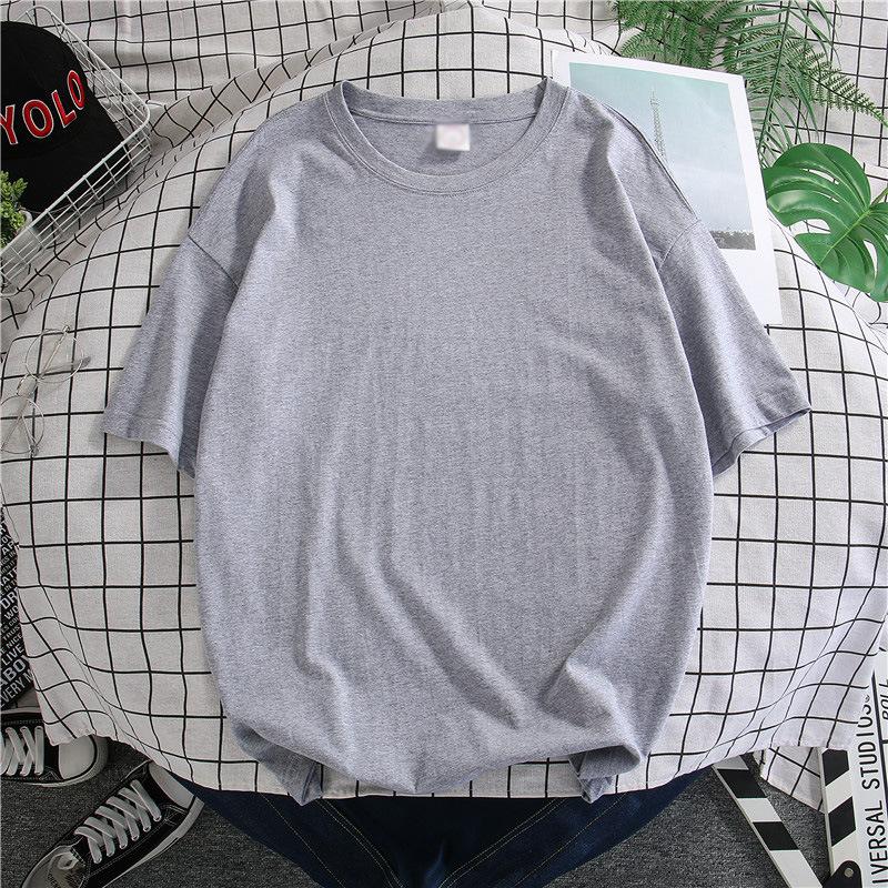 Summer Hong Kong Style Solid Color Short Sleeved T-shirt for Men, Loose and Simple Student Korean Half Sleeved Top for Fashionable Men's Clothing