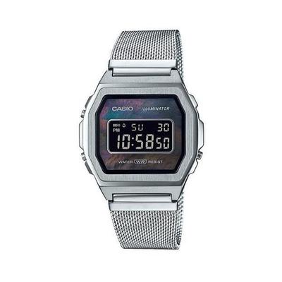CASIO Standard Vintage Premium Часы для и Черный и Ракушка и Сетка Зарубежные A1000M-1B Женщины, Дети, Мальчики, Девочки. Аналоговый, Серебристый, Дизайн. Модель.
