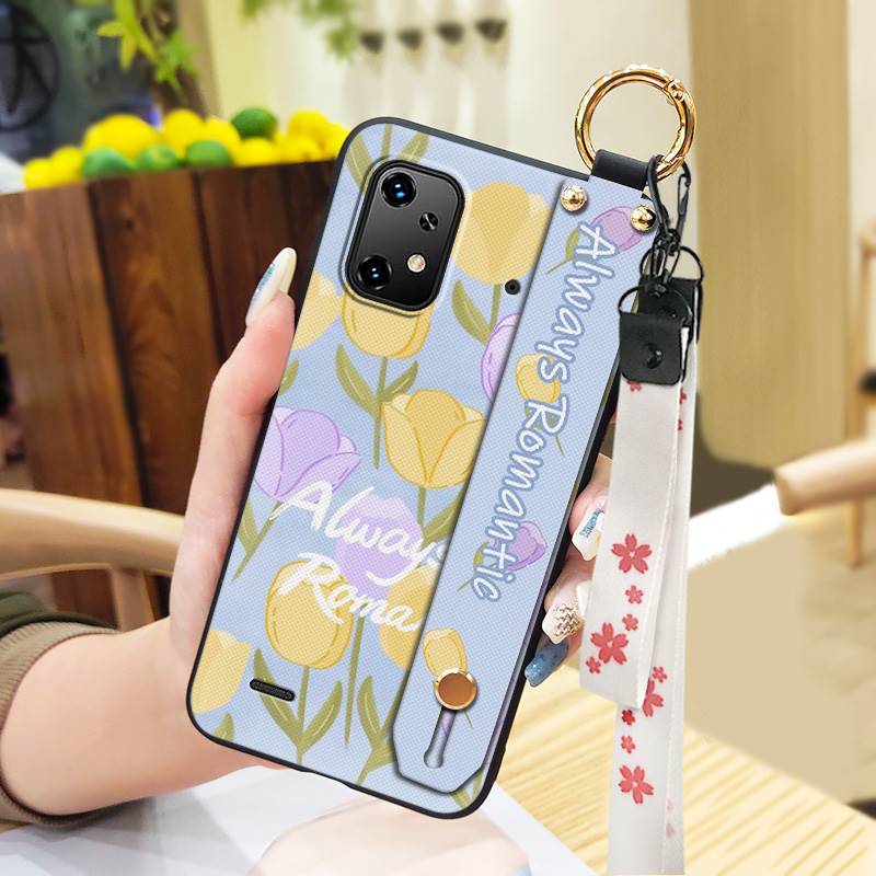 Oil Painting Flower Phone Case For UMIDIGI Bison X20 Wristband Wrist Strap Kickstand Soft Case Ring Protective Durable