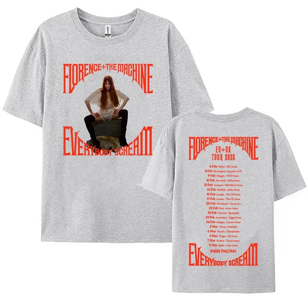 2026 Everybody Scream Tour Футболка Florence The Machine Печать на футболках Свободная Короткий рукав Хлопок Женская футболка Унисекс