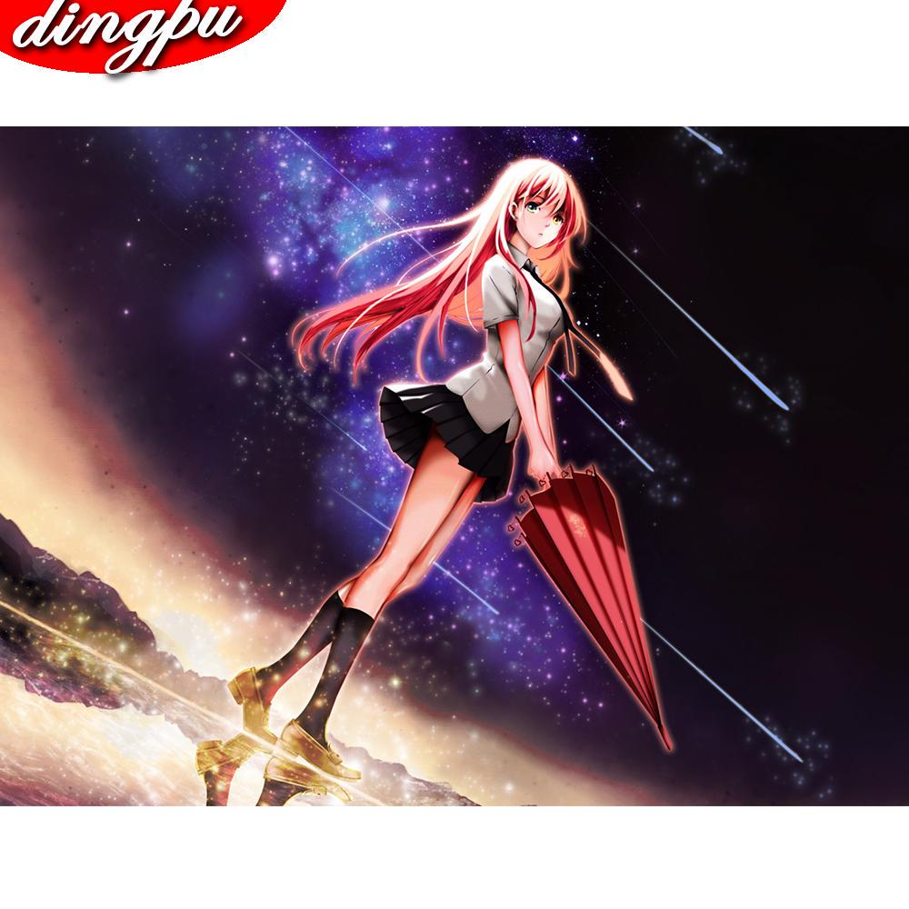 Полный круглый 5D DIY алмазная живопись аниме кошка девушка 3d узор для вышивки Фэнтези эльф принцесса вышивка крестиком мозаичная наклейка