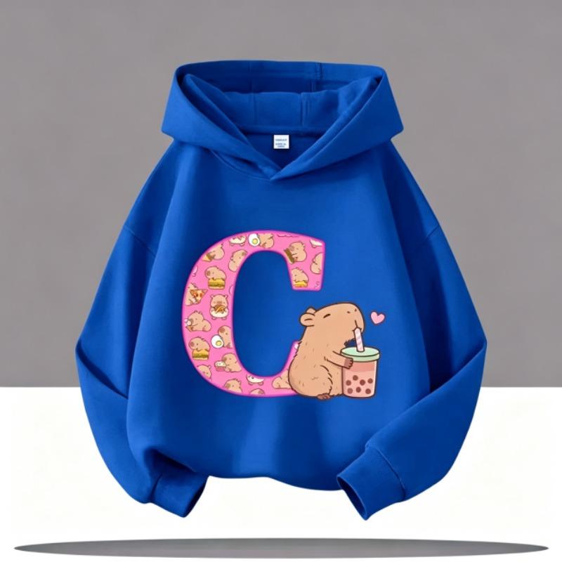 Hoodies for Boys Girls Casual Sweatshirt Kids Clothes Tops Long Sleeve Hoodie Cartoon A B C Printed Hooded 3 Colors Pullover