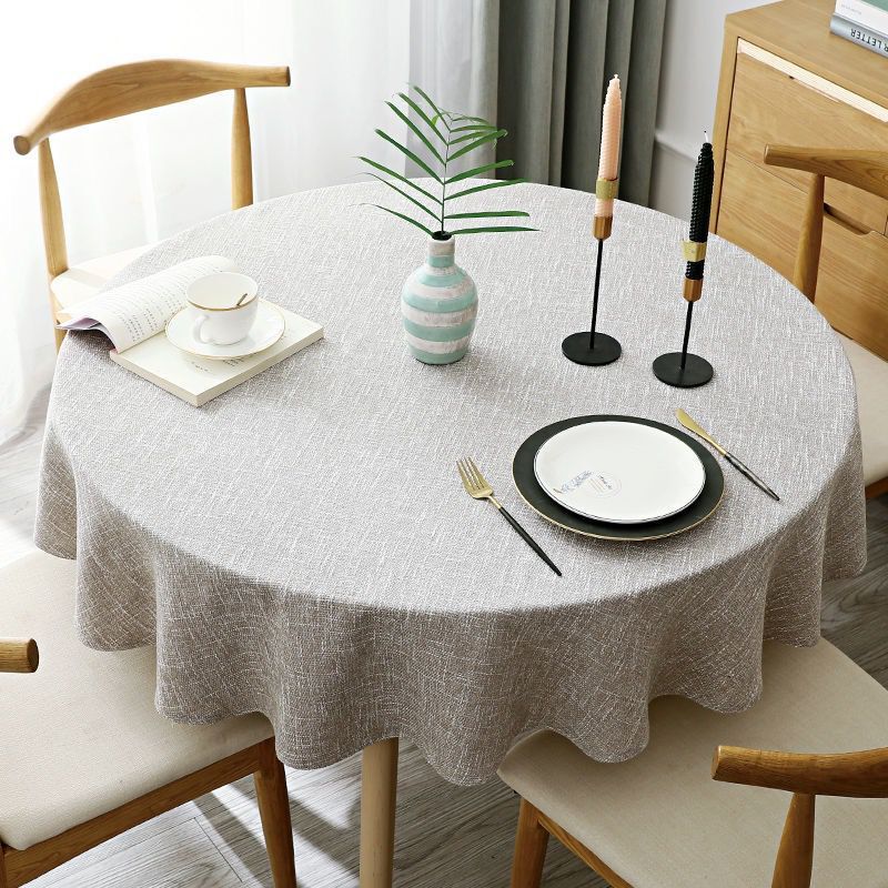 Round Table Cover Linen Round Tablecloth Solid Color Table Cloth Dining Tea Home Hotel Banquet Fabric Tablecloth