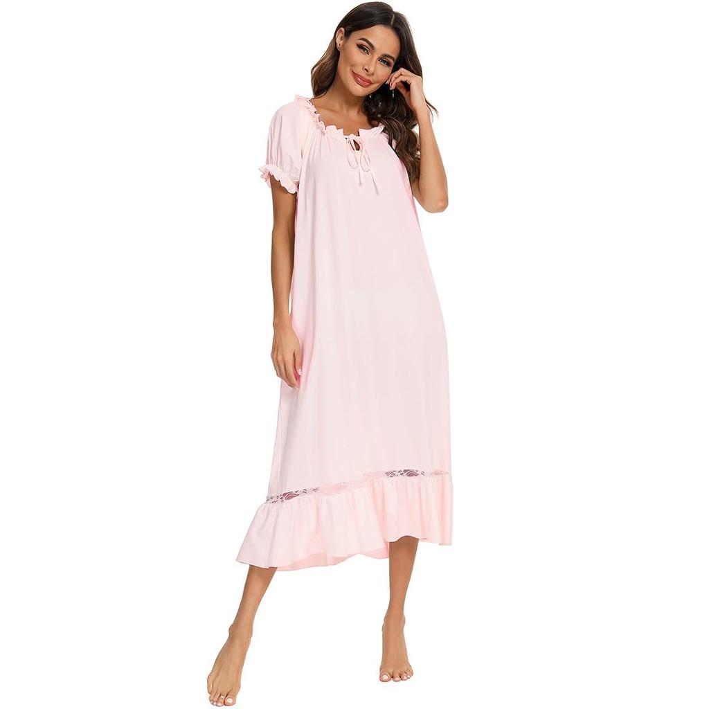 Pajamas for Women Short Sleeve Night Sleep Dress Comfy Loose Casual Lounge Wear Spring Summer Autumn Nightgowns