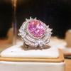 Изящные кольца из 100% стерлингового серебра с розовыми цирконами для женщин, модное обручальное кольцо с турмалином, подарок