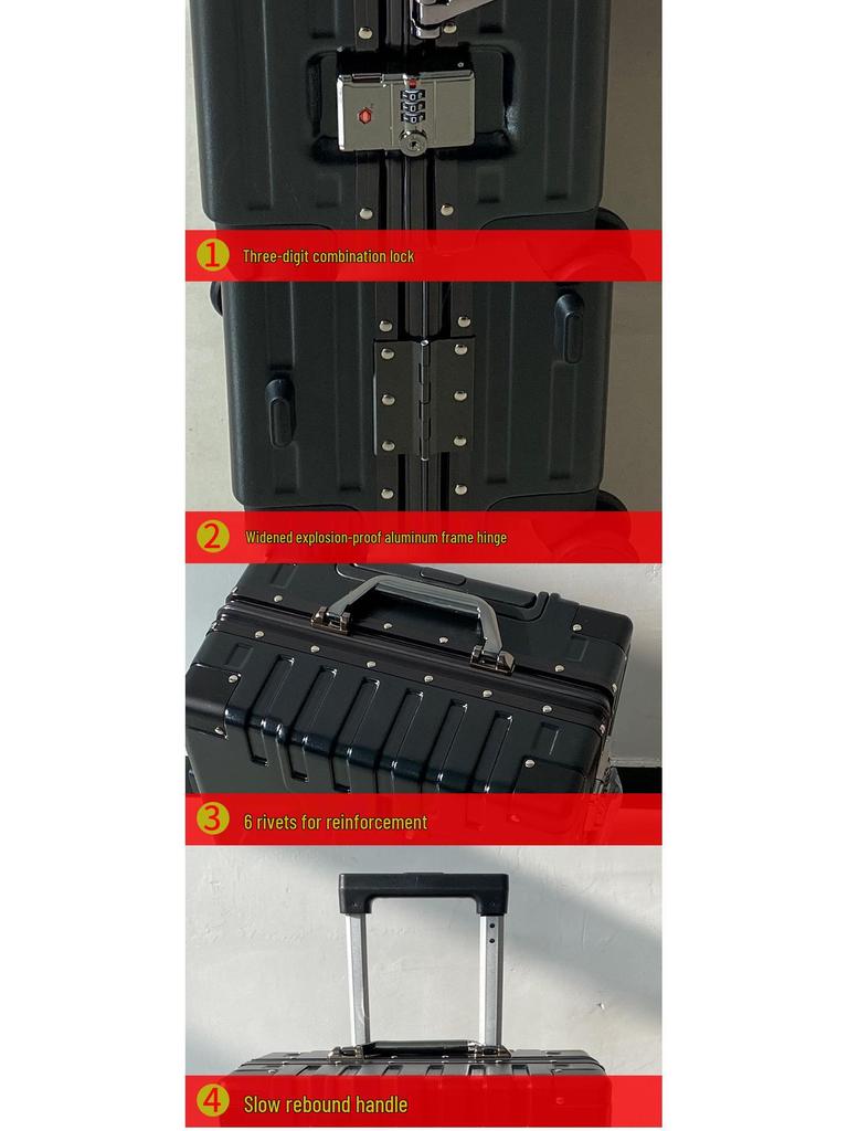 20-Inch Aluminum Frame Trolley Suitcase with Universal Wheels - Large Capacity Carry-On Luggage