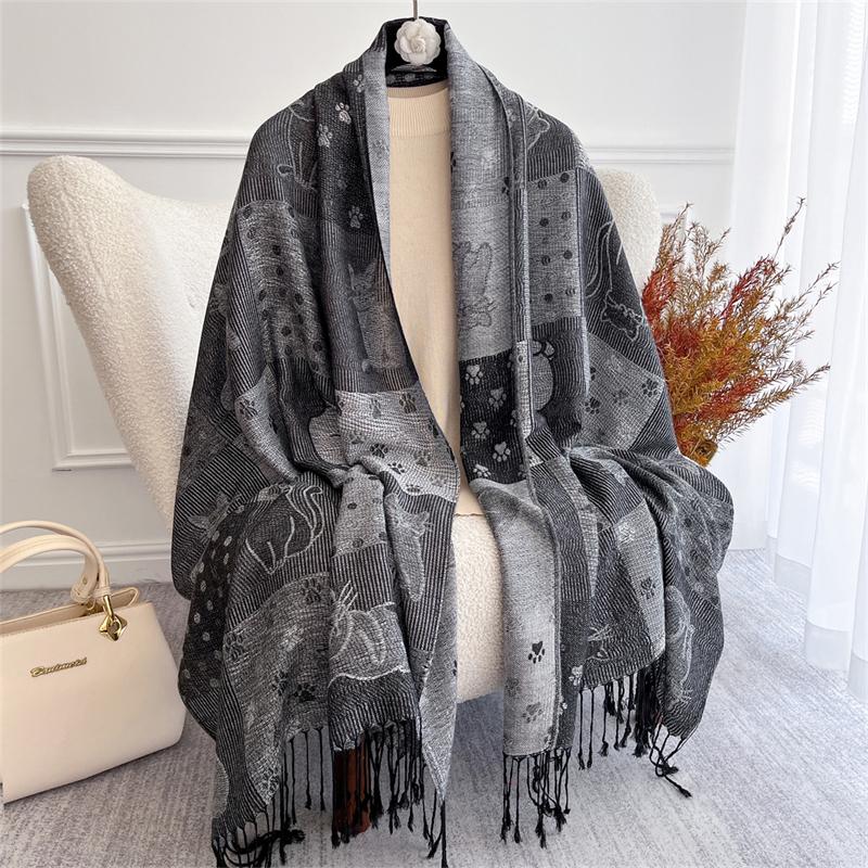 Autumn Bohemian Ethnic Paisley Cashmere Shawls Scarf for Women Warm Jacquard Pashmina Scarves Print Design Lady Foulard Stoles