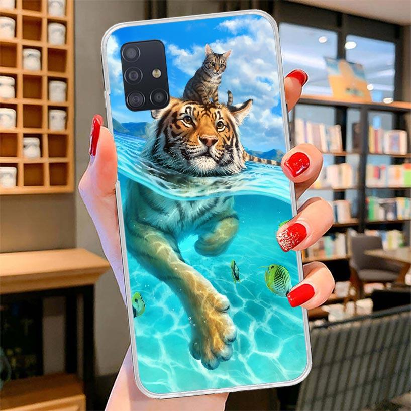 Cool Animal Big Cat Tiger Cover Phone Case For Samsung Galaxy A12 A22 A32 A52 A72 A02S Phone Case Note 20 Ultra 10 S10 Plus A51