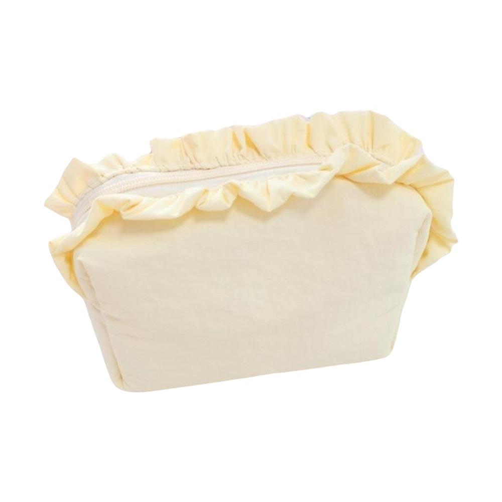 Solid Color Ruffle Makeup Bag Large Capacity Toiletry Organizer Creative Cosmetic Cases Travel