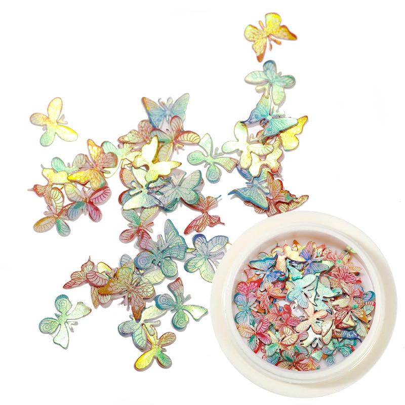 50 шт./кор. древесная масса 3D бабочка цветок блестки для ногтей хлопья ломтики украшения для ногтей аксессуары