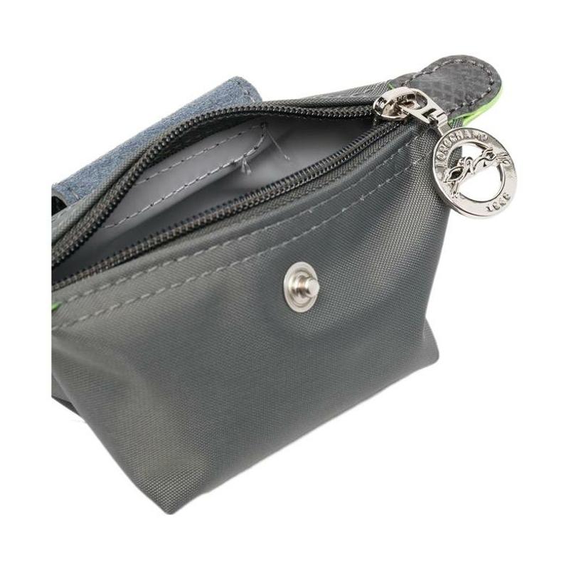 New LONGCHAMP Le Pliage Green Canvas With Leather Trim Dumpling Bag Canvas Bag Coin Purse Women's Gray 30016919P66