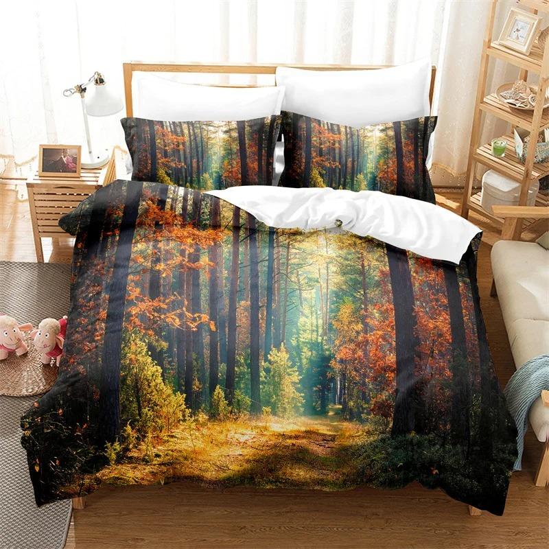 Natural Scenery Duvet Cover Set Forest Bedding Set Quilt Cover Queen Bed Luxury Comforter Bed Cover Set