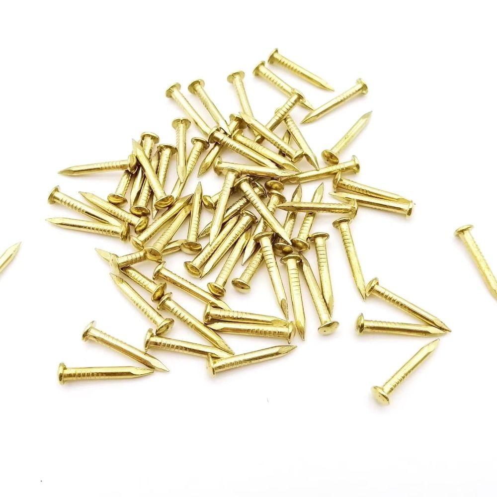 100 pcs Round Head Brass Nails Pure Brass Decorative Pins Small Brass Nails Models Crafts