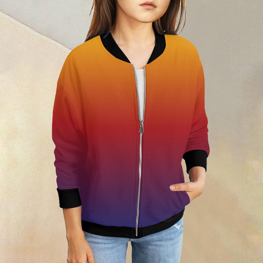 Куртки на молнии для девочек, детские осенние толстовки с длинными рукавами, верхняя одежда с карманами 5-15 лет