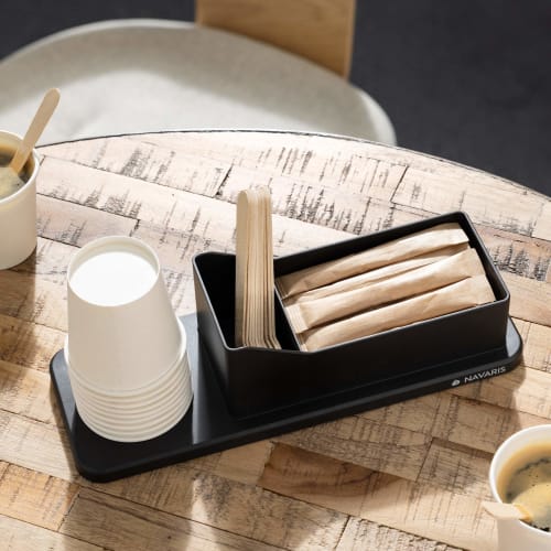 Navaris Organizer Cup Stand, Paper Cup Holder, Cup Dispenser - Coffee Station, Muddler, Tea Bag Storage, Black