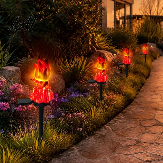 Landscape Lighting for Garden Solar Flame Light Waterproof LED Torch Light with Stake Eco Friendly Powered Lamps Outdoor Bonfire Walkway Courtyard