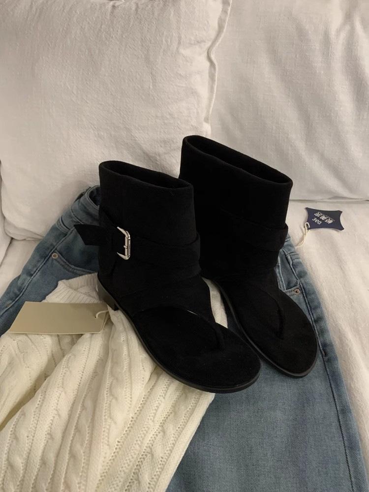 Maillard Boots Women's New One-pedal Short Tube Toe Pinch Sandals Thick Heel Western Cowboy Boots