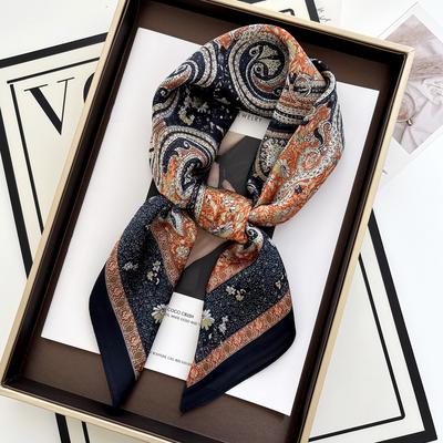 Luxury Print Satin Silk Square Scarf for Women Shawl Hijab Neckerchief Female Hair Ribbon Headband Fashion Wrap Bandana