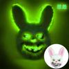 Halloween Luminous Animal Mask Horror Bloody Rabbit Bear Decoration Prop Simulation Fur Mask Role Playing Costume Party Decorati