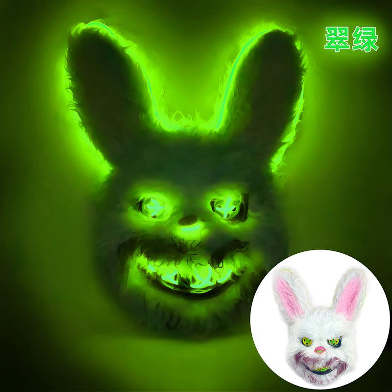 Halloween Luminous Animal Mask Horror Bloody Rabbit Bear Decoration Prop Simulation Fur Mask Role Playing Costume Party Decorati