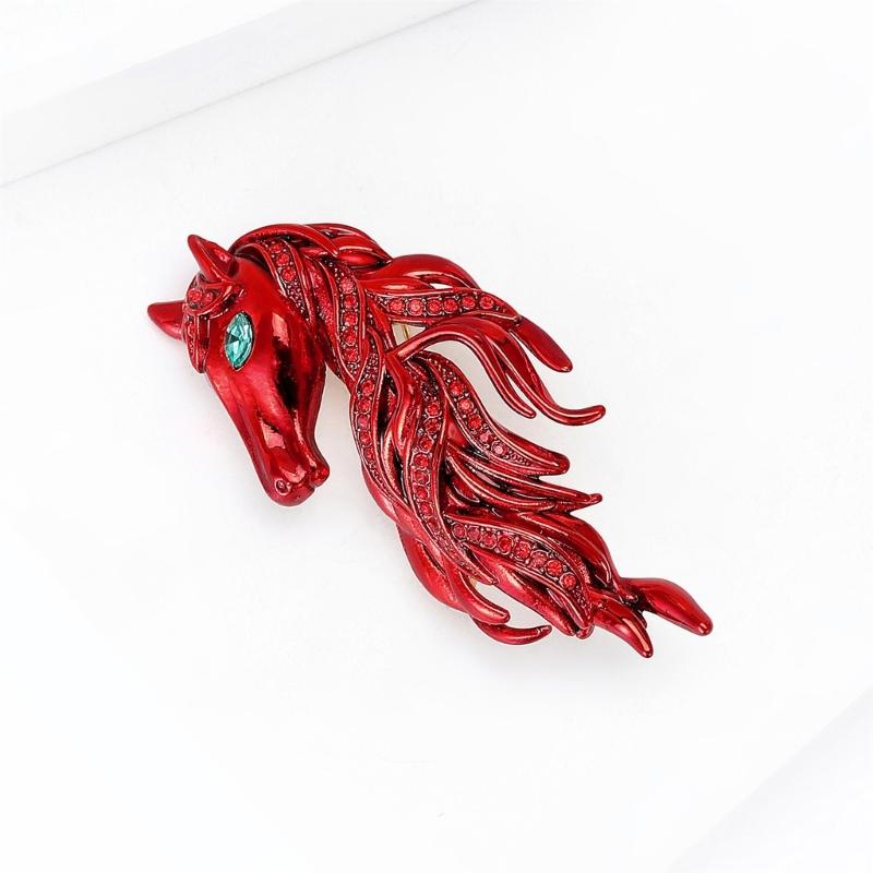 Handcraft Horse Head Brooch Portable Alloy Accessory for Casual Formal Outfits