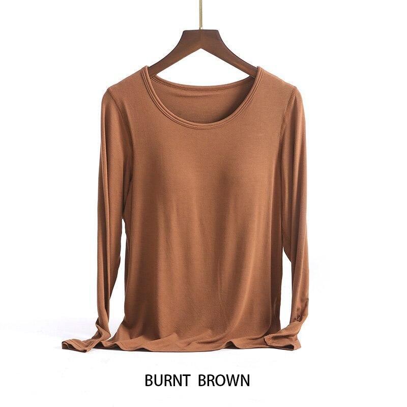 Весенне-осенние пижамы с длинными рукавами и накладкой на груди. Бюстгальтер для домашнего обслуживания. Встроенная осенняя домашняя базовая внутренняя одежда для женщин.