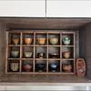 Wall-Mounted Solid Wood Curio Display Shelf – Grid Storage Rack for Teacups & Master Cups