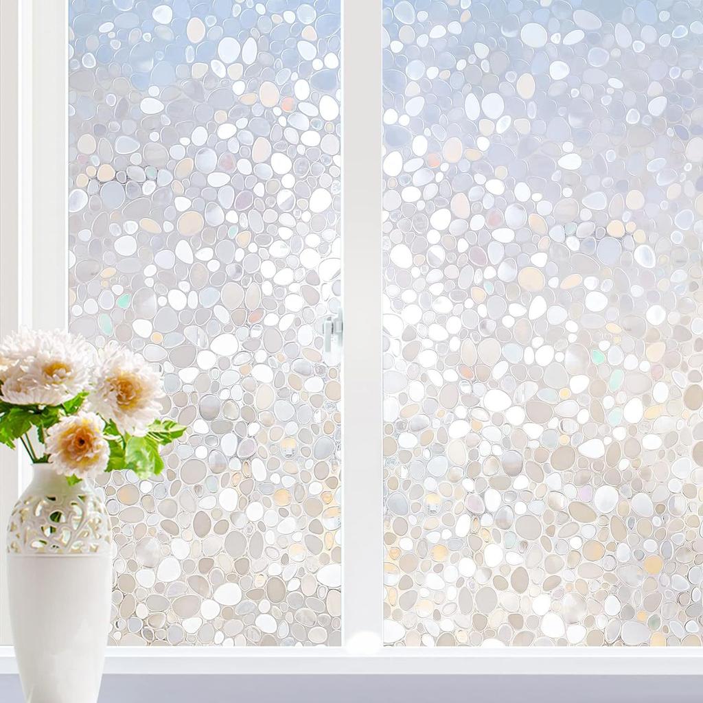 Self-adhesive PVC Static Cling Window Film Suitable for Bathroom and Shower Windows, Transparent or Opaque Window Film for Living Room Home Decoration